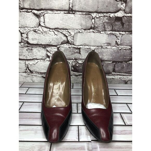 Bill Valentine VTG Burgundy Leather Slip On Classic Heels Women Sz 7M US/37.5EU - Picture 4 of 16